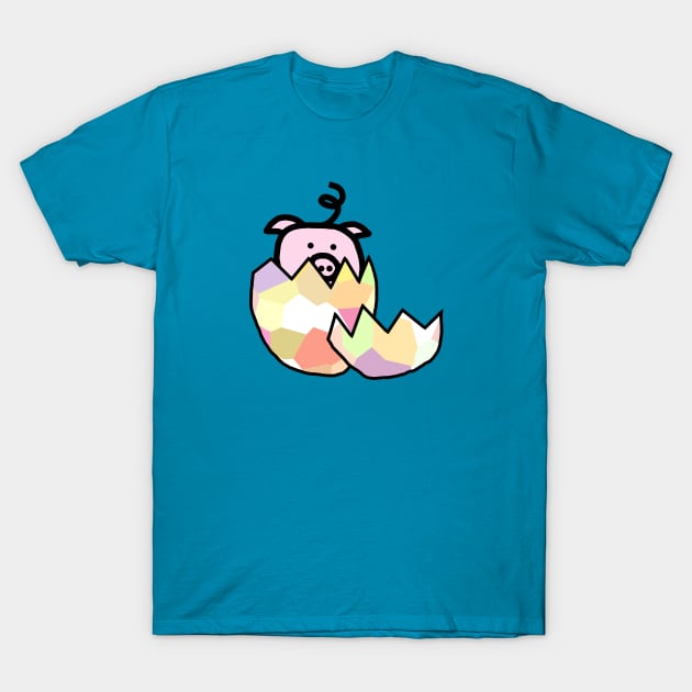 Pink Pig Hatching from Easter Egg T-Shirt by ellenhenryart